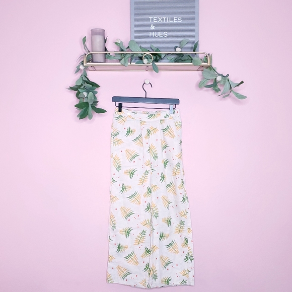 Anthropologie Lilka Linen Tropical Leaf Wide Leg Lounge Pants - Picture 2 of 13